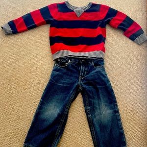 Tommy Hilfiger  sweater and gap pant. Size 2t . Gently used.